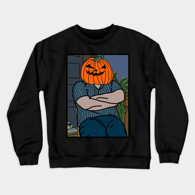 Halloween Horror Irish Uncle Memes Pumpkin Head Crewneck Sweatshirt by ellenhenryart